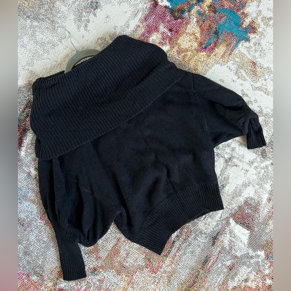Express Design Studio off shoulder black sweater women's XS cropped and cinched